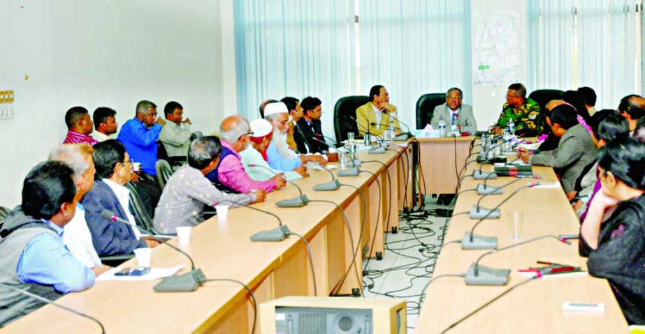 Dhaka South City Corporation (DSCC) Administrator Dr Shawkat Mostofa, among others, at an opinion sharing meeting with the business leaders of kitchen markets at the seminar room of the corporation on Wednesday with a view to making different kitchen mark