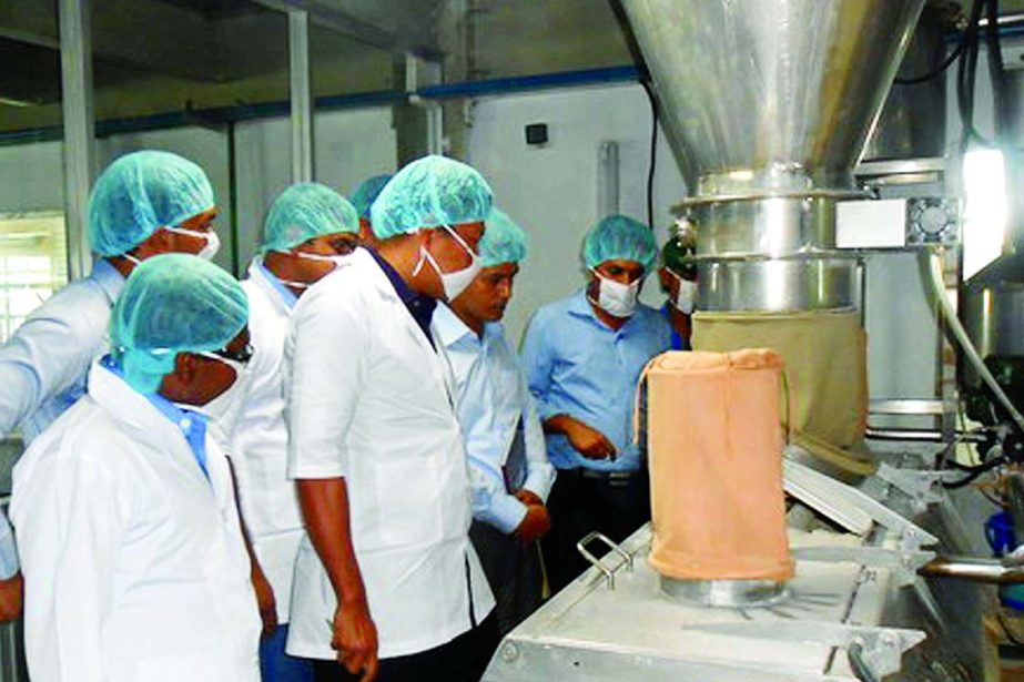 A Jabatan Kemajuan Islam Malaysia, a government organization, team visiting Mr. Noodles factory of PRAN Agro Ltd at Natore on Thursday. The team certified the company's food products as halal.