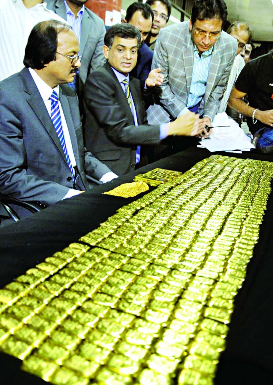 61 Kg gold worth Tk 30 crore being brought from Dubai was seized by Customs Surveillance team at HSIA on Monday.