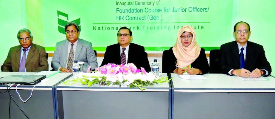 Shamsul Huda Khan, Managing Director of National Bank Limited, inaugurating a foundation course for Junior OfficersHR Contract (Gen.) at its the training institute recently. SVP Jahangir Bin Hamid, training institute Principal Md Majibur Rahman and Seni