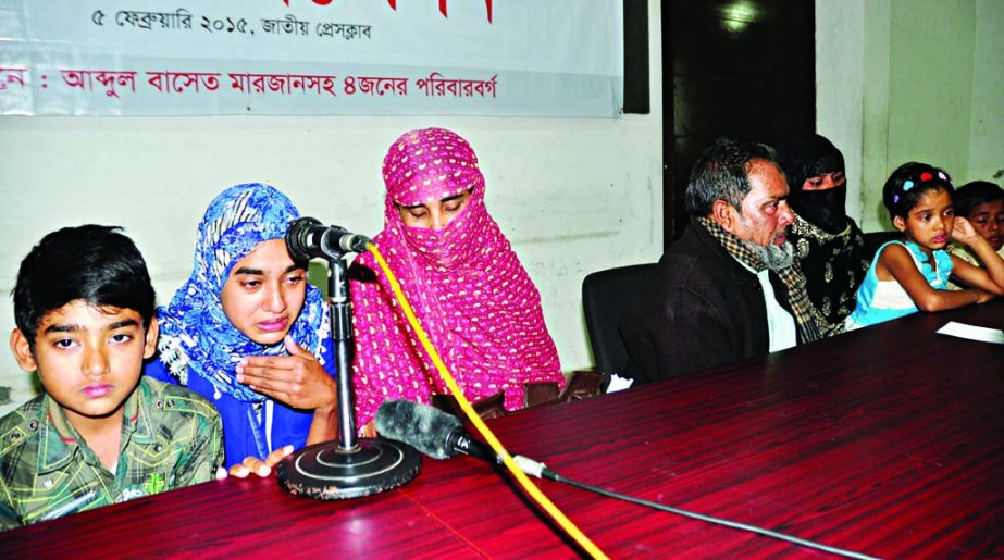 Relatives of Abdul Baset, Vice-Chairman of Mithapukur Upazila in Rangpur at a press conference at the National Press Club on Thursday demanding whereabouts of Baset who remain untraced for a few days.
