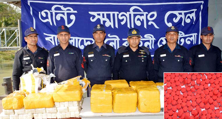 Anti-smuggling team of Bangladesh Navy seized 15 lakh pieces of yaba worth Tk 83 cr from the outer berth of Chittagong Port yesterday.