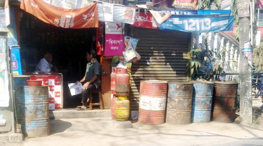 Some traders selling petrol illegally at Hathazari Upazila in Chittaong. This picture was taken yesterday.