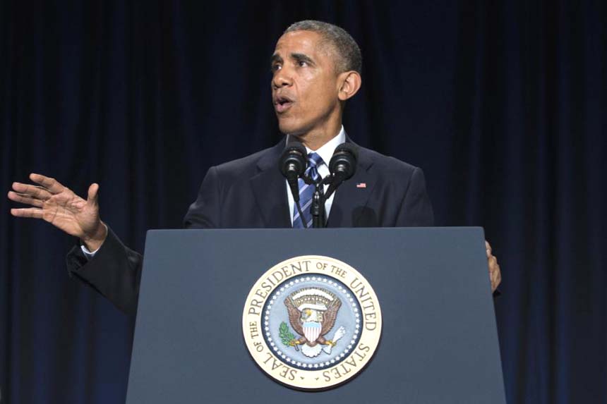 President Barack Obama speaks during the National Prayer Breakfast in Washington, Thursday.