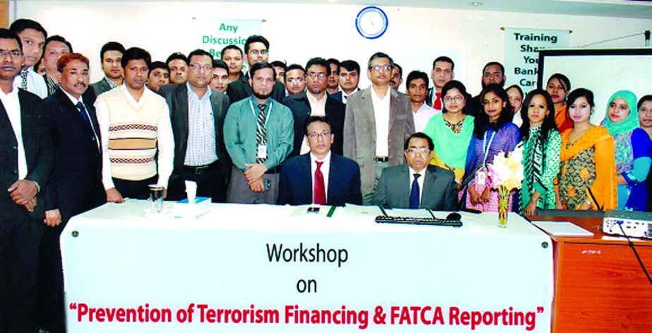 AKM Saifuddin Ahamed, Deputy Managing Director of Jamuna Bank Limited, inaugurating a workshop on "Prevention of Terrorism Financing & FATCA Reporting" organized by its Training Academy at its auditorium recently.