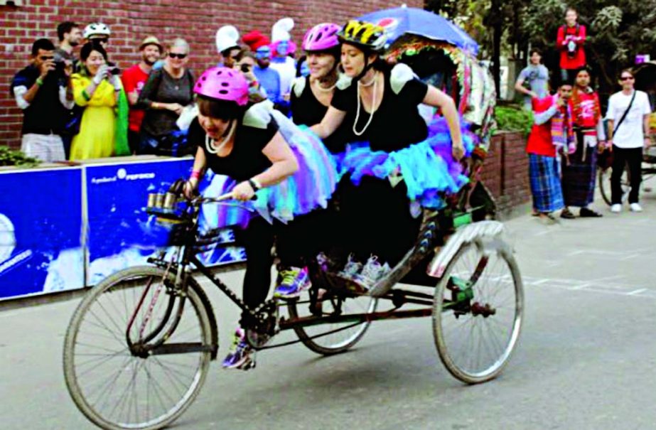 Officials of the Canadian High Commission organized a rickshaw rally in front of the commission in the city's Baridhara on Friday for assistance to child cancer patients and acid burnt victims.