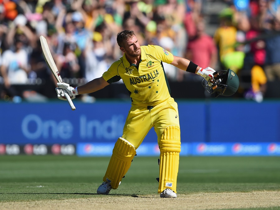 Aaron Finch became the first centurion of 2015 World Cup Â© Getty Images