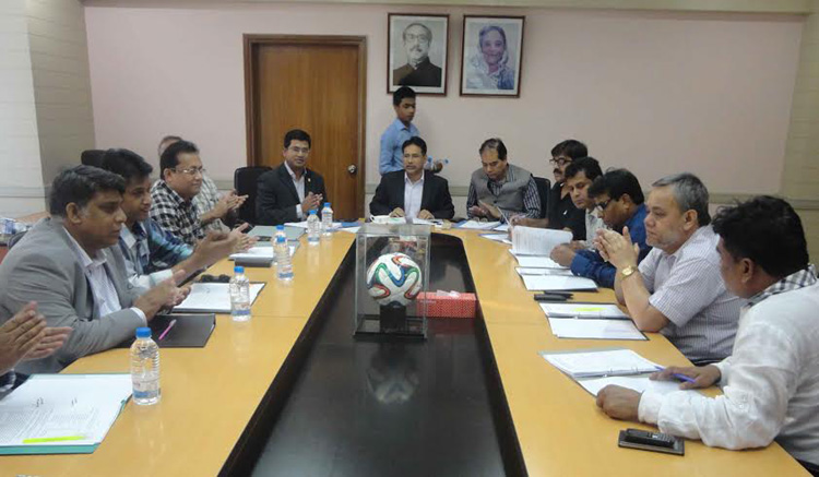 Senior Vice-President of Bangladesh Football Federation (BFF) and Chairman of the Professional Football League Committee of BFF Abdus Salam Murshedy presided over the meeting of the Professional Football League Committee of BFF at the conference room of B