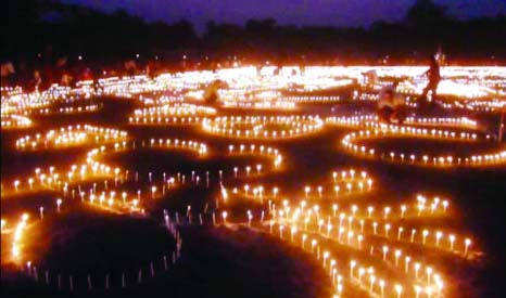 NARAIL: Thousands of Mangol Prodip set at Kurirdop field in Narail to remember the Language Martyrs on the occasion of the International Mother Language Day on Saturday.