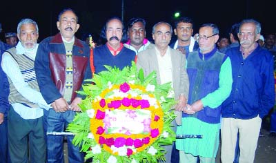 SYLHET: Wreaths being placed by Sylhet City Muktijuddah Unit Command marking the Amar Ekushey and International Mother Language Day on Saturday.