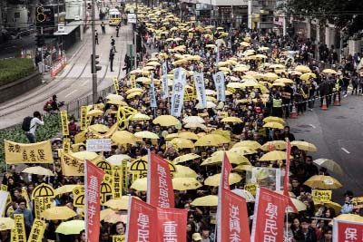 Pro-democracy protesters during the demonstrations in Hong Kong.