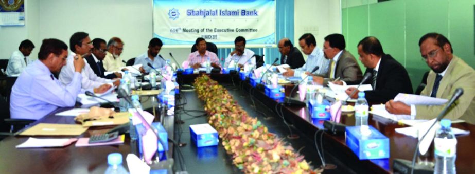 Akkasuddin Mollah, Chairman of the Executive Committee of Shahjalal Islami Bank Limited, presiding over the 610th meeting at its head office recently.