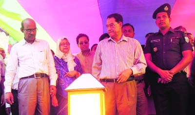 DAUDKANDI(Comilla): Chairman of Standing Committee of Ministry of Defence Affairs Maj Gen(Retd) Subed Ali Bhuiyan MP, Daudkandi Upazila inaugurating the electricity collection programme of 110 families at Donarchar village as Chief Guest on Saturday.
