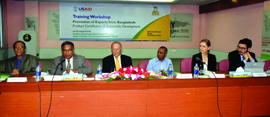 USAID's Agricultural Value Chains Project and Dhaka Chamber of Commerce & Industry jointly organized a 3-day long training workshop on "Promotion of Exports from Bangladesh: Product Certification and Sustainable Development"" at DCCI office on Tuesday."
