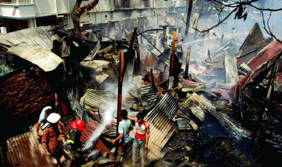 A devastating fire gutted several tin-shed houses at Saraipara in Pahartali (Chittagong) area on Monday.