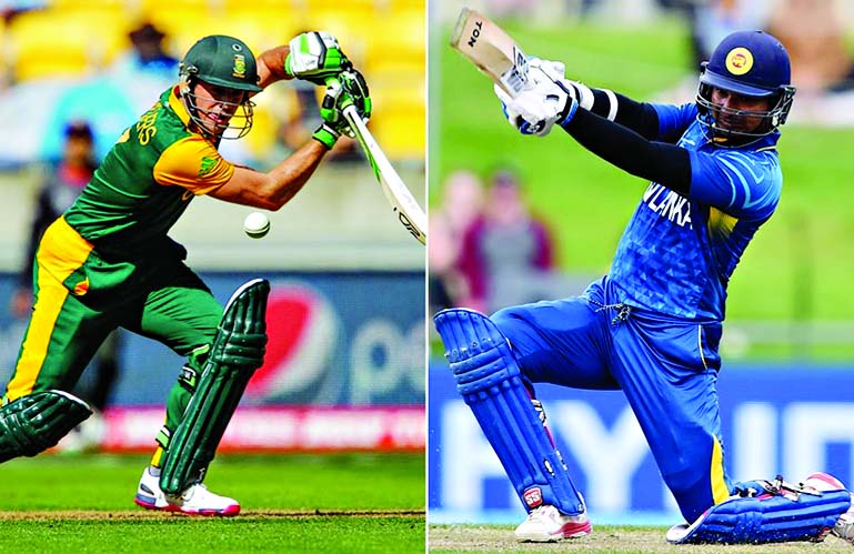 The two best batsmen in the world AB de Villiers (L) and Kumar Sangakkara (R) will go head-to-head today.