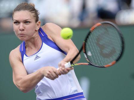 Simona Halep of Romania during her quarterfinal match against Carla Suarez Navarro of Spain in the BNP Paribas open at the Indian Wells Tennis Garden on Wednesday.