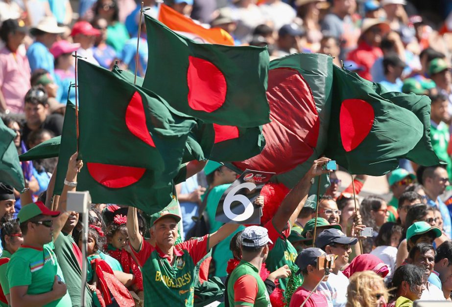 Bangladesh fans cheering their team during the 2015 ICC Cricket World Cup match between India and Bangladesh at Melbourne Cricket Ground in Melbourne, Australia on Thursday.