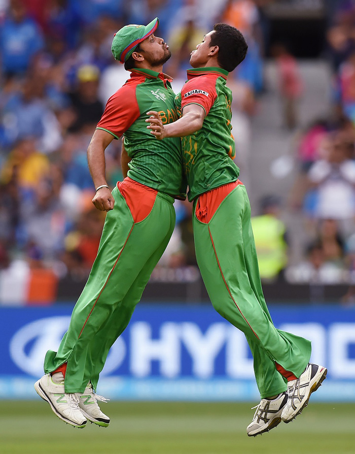 Rubel Hossain is pumped up after dismissing Virat Kohli during the 2015 ICC Cricket World Cup match between India and Bangladesh at Melbourne Cricket Ground in Melbourne, Australia on Thursday.