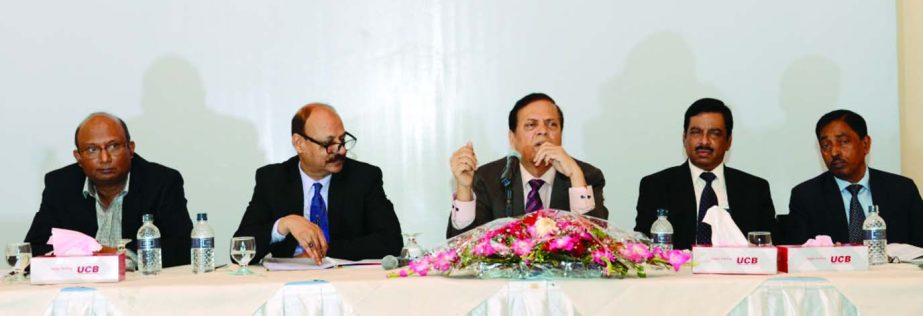 Muhammed Ali, Managing Director of United Commercial Bank Limited, presiding over the "Business Review Meeting" of the bank's Chittagong Division on Saturday.