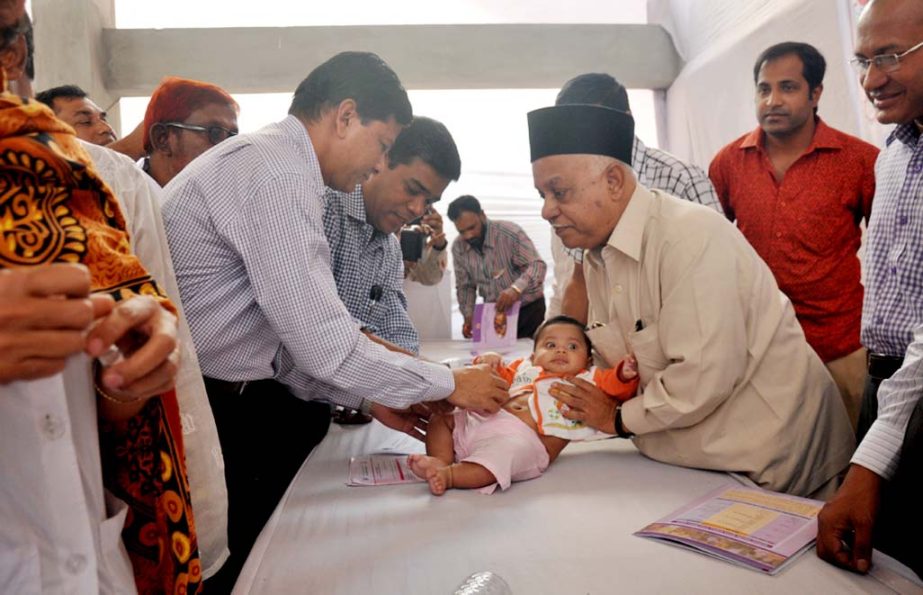 CCC Mayor M Monzoor Alam inaugurating PCV and IPV vaccination programme in the city yesterday.