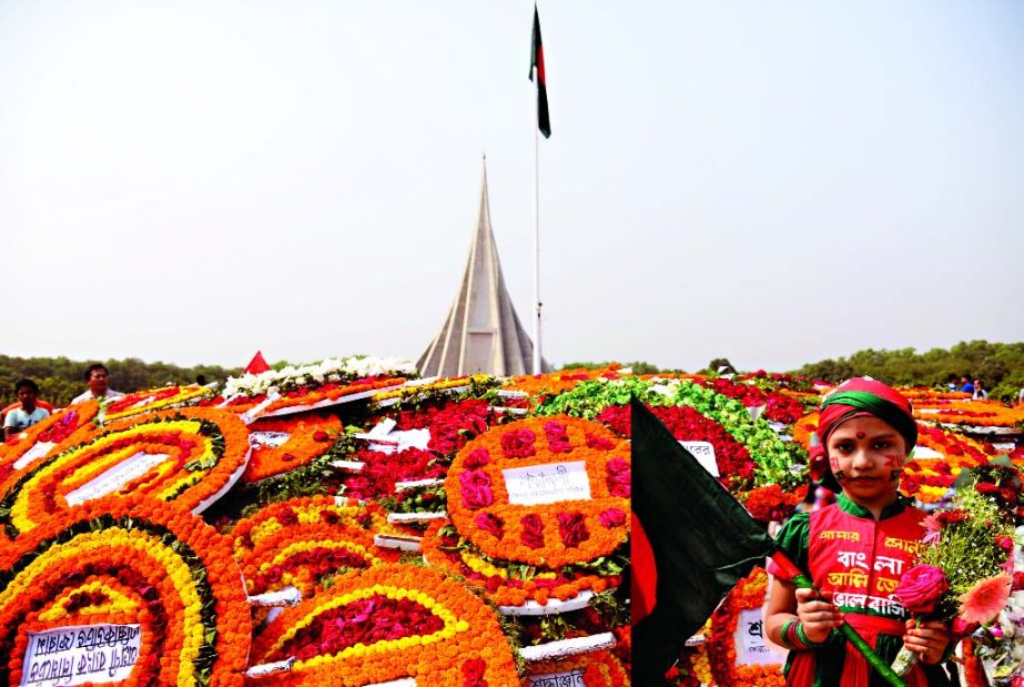 Marking the 45th Independence and National Day on Thursday Savar Mausoleum bedecked with flowers.