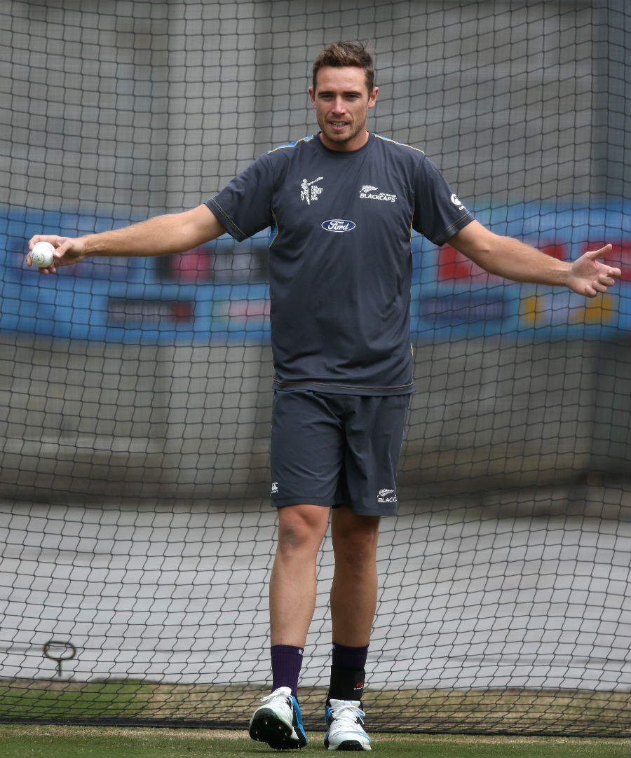 I am ready: Tim Southee at a net session at the MCG in Melboure, Australia on Friday.