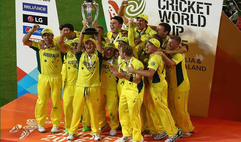 Australian players celebrating after clinching 5th World Cup title