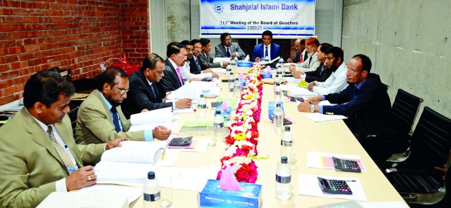 AK Azad, Chairman of the Board of Directors of Shahjalal Islami Bank Limited, presiding over the 213th board meeting at its head office recently.