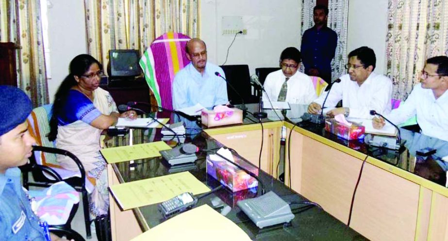 KISHOREGANJ: District and Session Judge Md Mahabub-ul- Islam addressing a monthly legal aid committee meeting at Kishoreganj judge Court conference room on Tuesday.