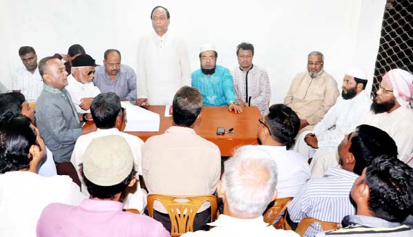 BNP Vice President and former minister Abdullah al Noman speaking at a 20-party alliance meeting at Chittagong yesterday.