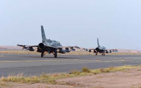 Photo shows fighter jets of the UAE armed forces on the tarmac of a Saudi air force base after raids against Shiite Houthi rebels in Yemen