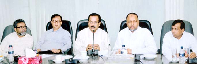 Former state minister for LGRD and Cooperatives Jahangir Kabir Nanok MP , MA Latif MP, Shamsul Haq Chowdhury MP, Awami League leader SM Kamal and Alauddin Nasim seen in a view exchange meeting in the city yesterday.