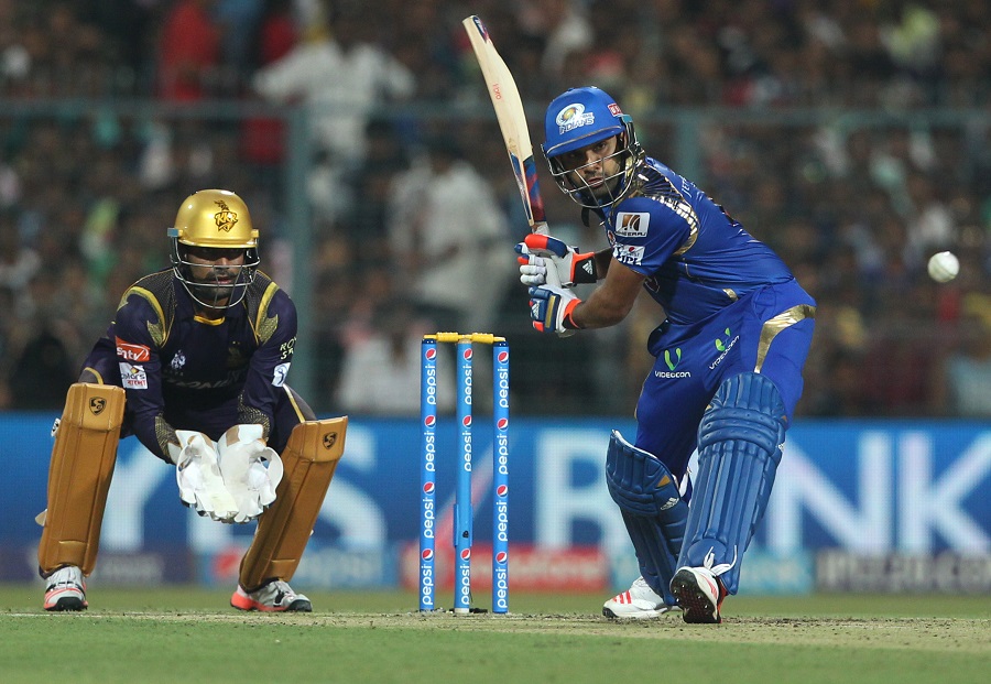 Rohit Sharma captain of the Mumbai Indians hit the shot during match 1 of the Pepsi IPL 2015 (Indian Premier League) between The Kolkata Knight Riders and The Mumbai Indians held at Eden Gardens Stadium in Kolkata, India on Wednesday.