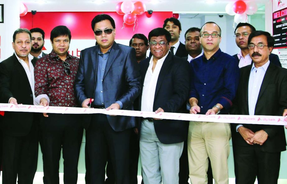 Rubel Aziz, Chairman of the City Bank Ltd, inaugurating a branch at Joydebpur in Gazipur on Saturday. Director Aziz Al Mahmood, Managing Director Sohail RK Hussain, DMDs Mashrur Arefin and Badrudduza Choudhury of the bank were present.