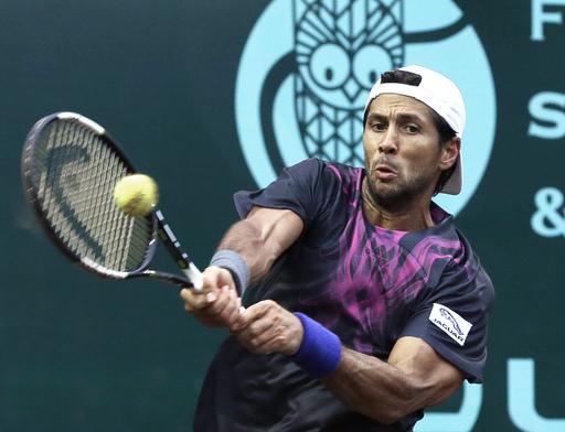 Fernando Verdasco of Spain returns a shot to Sam Querrey in a semifinal tennis match at the US Men's Clay Court Championship in Houston on Saturday.