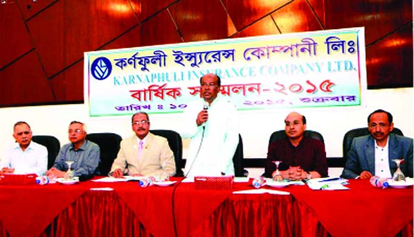 Nizamuddin Ahmed, Chairman of the Board of Directors of Karnaphuli Insurance Co Ltd, inaugurating the Annual Conference-2015 in the city recently. Md Hafizullah, Managing Director of the company presided. Nasiruddin Ahmed, vice Chairman of the company was
