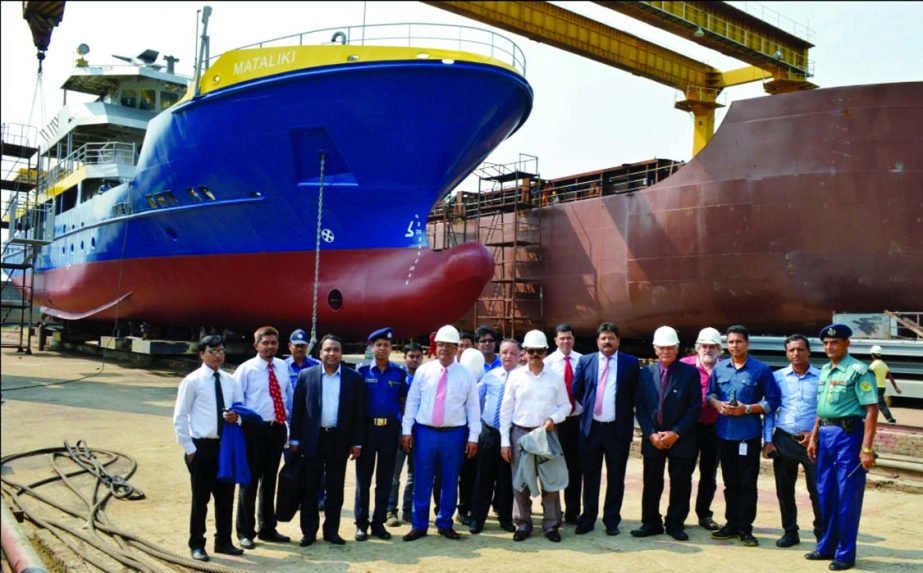 State Minister for Foreign Affairs Shahriar Alam poses with the Ionatana Galway O'Brien, Transport Minister of a New Zealand Territory, Tokelau and his team for pre-launching ceremony of MV Mataliki, an int'l SOLAS passenger ship made by Western Marine