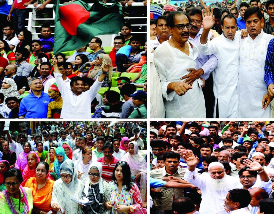 DNCC and DSCC mayoral candidates Annisul Huq and Tabith Awal; Aforza Abbas for her husband Mirza Abbas and Sayeed Khokan respectively continuing vigorous campaign amid hot and sultry weather on Sunday.