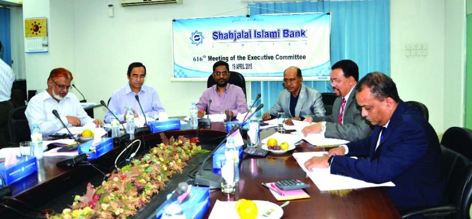 Md Sanaullah Shahid, Vice-Chairman of Executive Committee (EC) of Shahjalal Islami Bank Limited, presiding over the 616th EC meeting at its head office recently. Farman R Chowdhury, Managing Director of the bank was present.