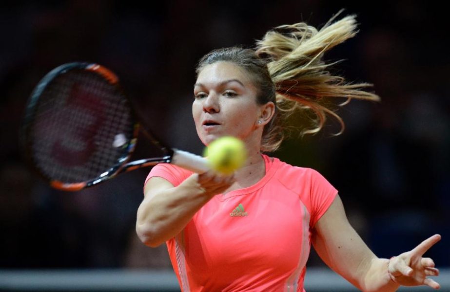 Romania's Simona Halep in action against Italy's Sara Errani at the WTA Tennis Grand Prix in Stuttgart, Germany on Friday.