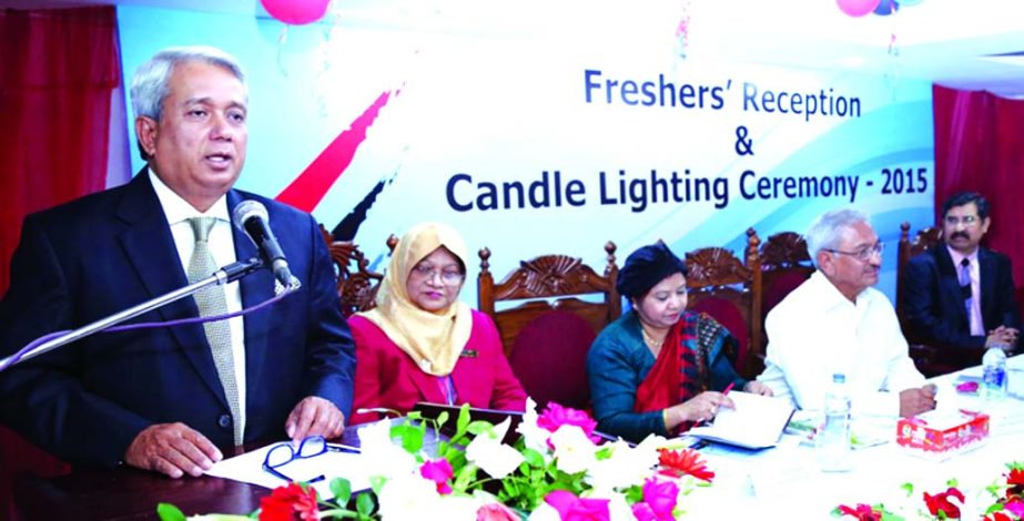 Azam J Chowdhury, Chairman of Prime Bank Limited, inaugurating a "Freshers' Reception and Candle Lighting Ceremony-2015" of Prime Bank Nursing Institute at its premises on Saturday. Shuriya Begum, Registrar of Bangladesh Nursing Council was present as