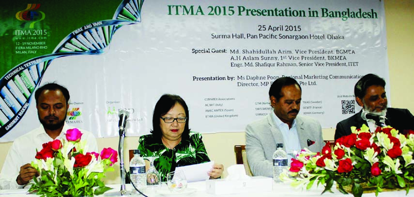 MP International, a regional marketing communications company, is going to organize an International Textile Machinery Exhibition "ITMA 2015" from 12 to 19 November, 2015 at Fiera Milano Rho in Milan, Italy. Daphne Poon, Director of MP International, in