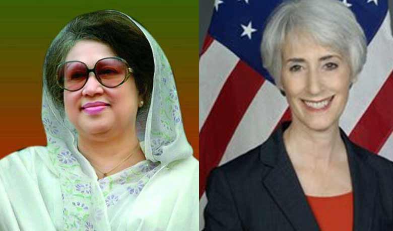 BNP Chairperson Kheleda Zia (left) and US Under Secretary of States for Political Affairs Wendy Sherman (right)