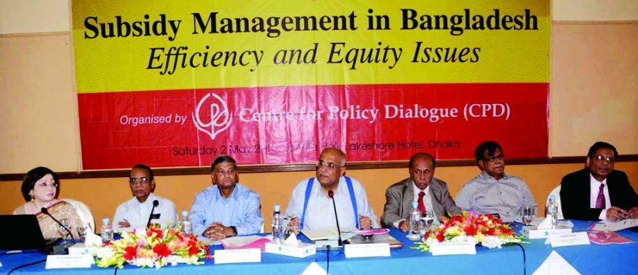 Veteran economist Dr Debapriya Bhattacharya speaking at a dialogue organised by Centre for Policy Dialogue (CPD) on "Subsidy Management in Bangladesh-Efficiency and Equity Issues"" held at a local hotel in the city on Saturday."