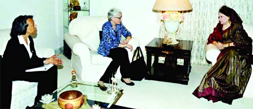 US Under Secretary of State for Political Affairs Wendy Sherman and US Ambassador in Dhaka Marcia Bernicat meet BNP Chief Begum Khaleda Zia at her Gulshan residence on Friday.
