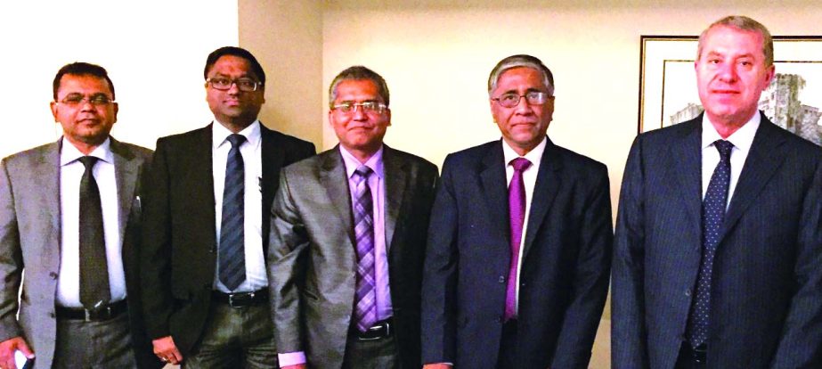 Ahmed Kamal Khan Chowdhury, Managing Director of Prime Bank Ltd and Dr Khater Massaad, Chairman of Star Industrial Holding, Lebanon, pose with others after a business meeting at a city hotel recently.
