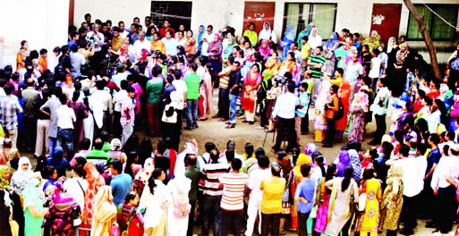 Angry guardians staged protest on Saturday in front of Mohammadpur Preparatory School and College against the recent sexual harassment of two minor girl students allegedly by some school employees.