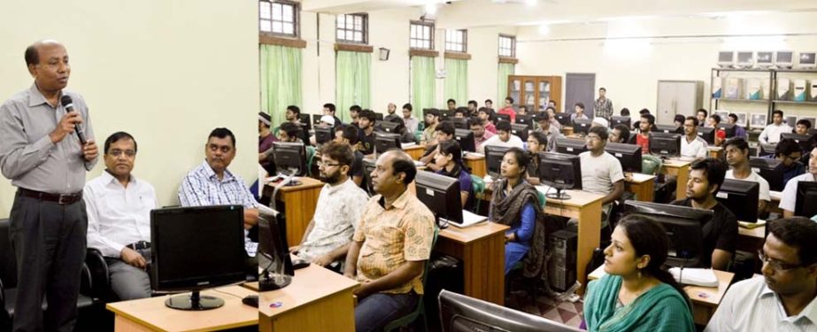 Participants at a workshop on Programmable Logic Controller (PLC) and Variable Frequency Drive was held at Chiitagong University of Science and Technology yesterday.