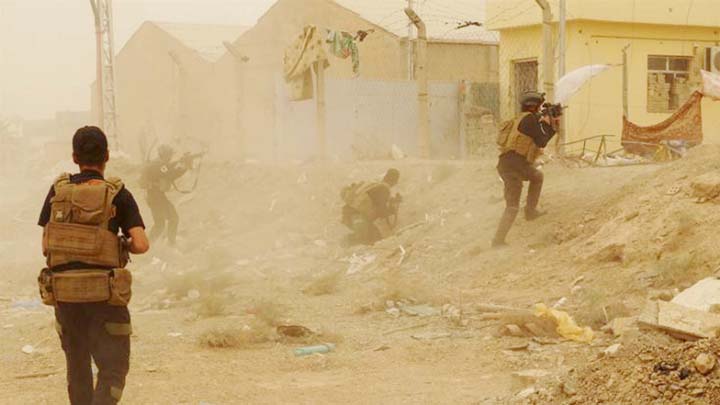 Islamic State fighters seen at the Iraqi city of Ramadi on Monday.